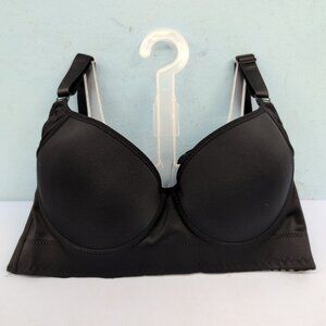 Deep Cup Underwire Full Back Coverage Women's Push Up Bra 36/80B Black